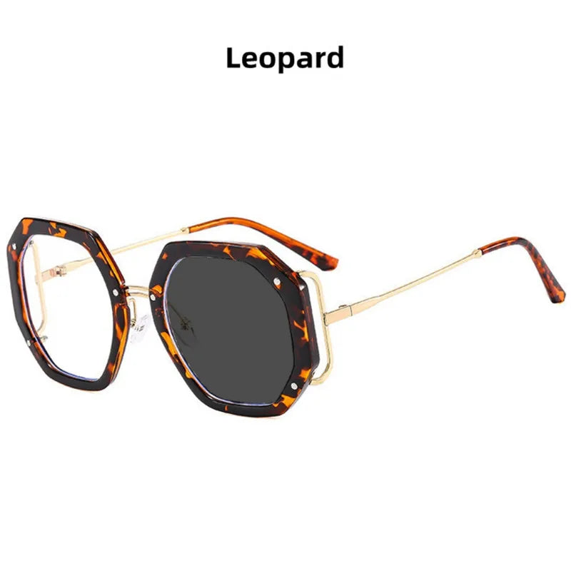 Polygon Photochromic Anti Blue Light  Reading Hyperopia Eyeglasses