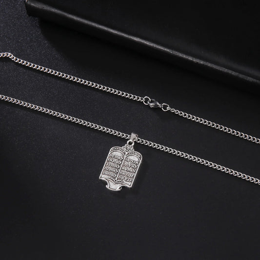 Judaica  Moses 10 Commandments Tablets Pendant Necklace