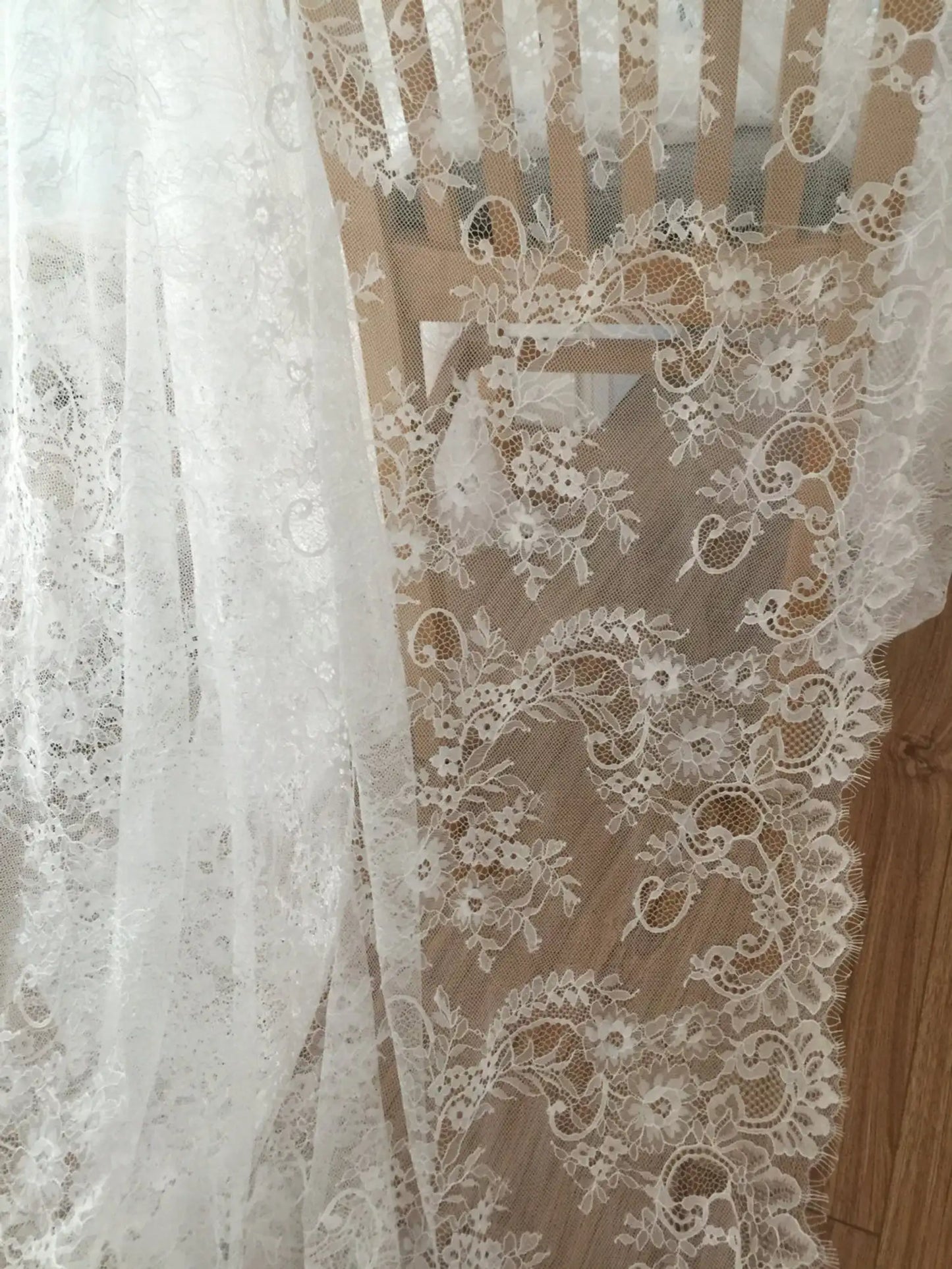 150cm Width 3Meters/lot Off White French Chantilly Lace Fabric