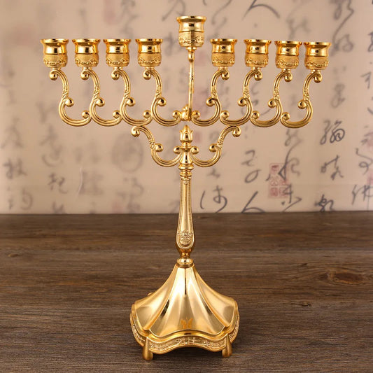 Jewish Gold  Hanukkah Menorah