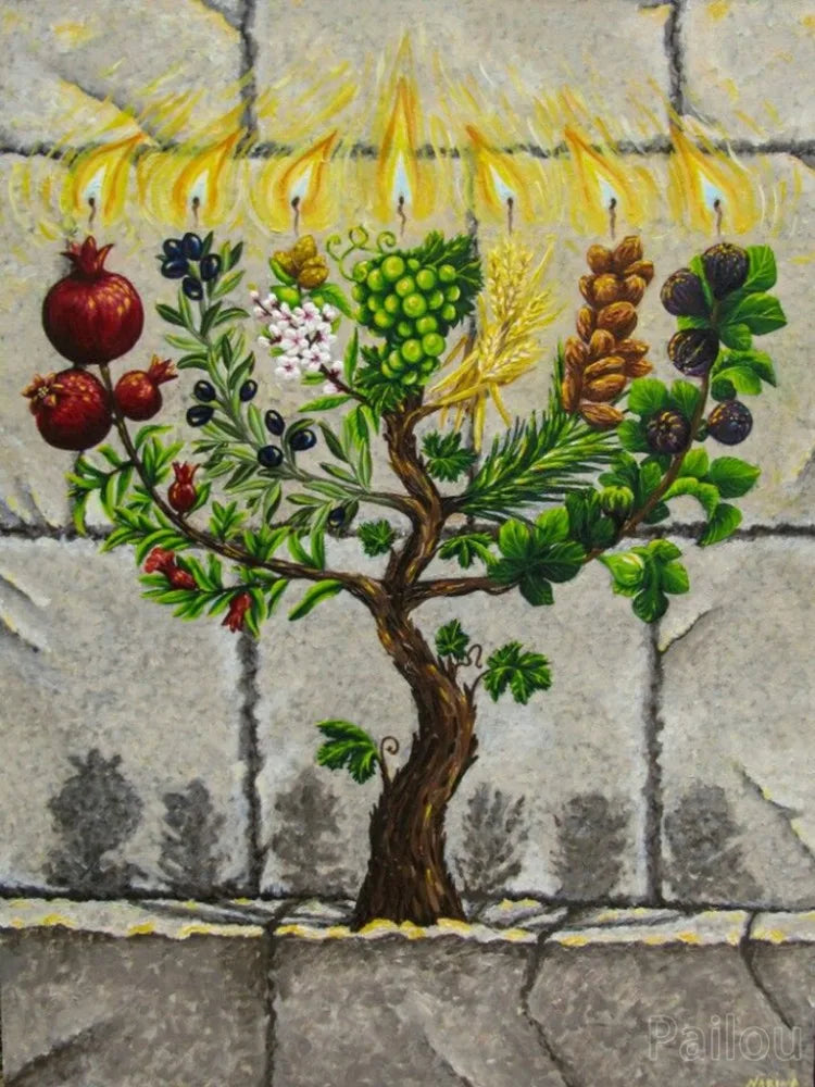 5D DIY Judaism Shofar Menorah Sparks Mosaic Embroidery Diamond Painting Art