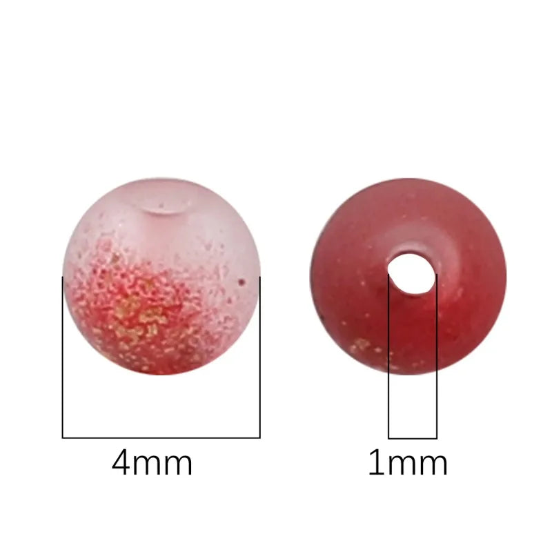 100Pcs 4mm High Quality Frosted Gold Splattered Glass Rice Beads Loose Beads