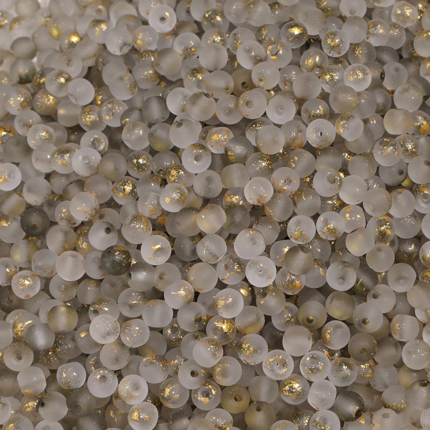 100Pcs 4mm High Quality Frosted Gold Splattered Glass Rice Beads Loose Beads