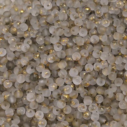 100Pcs 4mm High Quality Frosted Gold Splattered Glass Rice Beads Loose Beads
