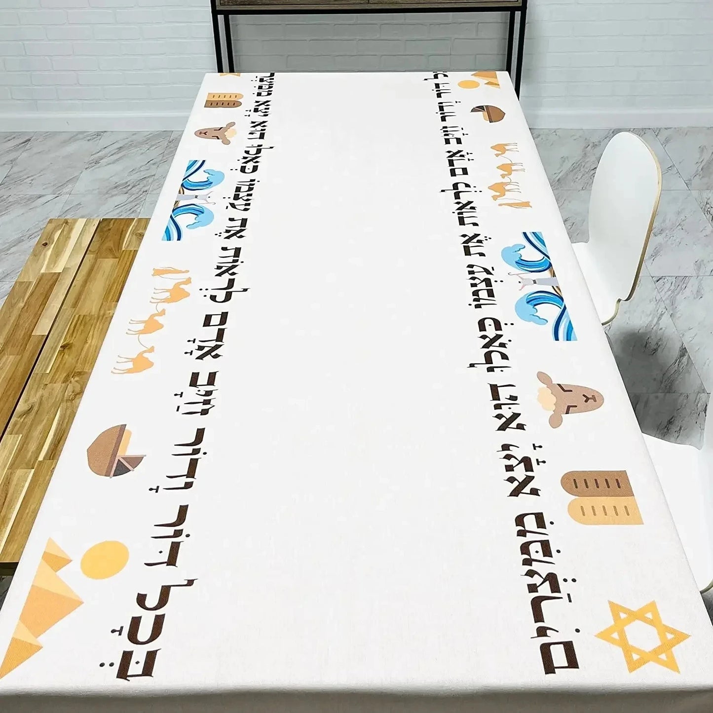 Passover Hebrew  Waterproof  Rectangle Tablecloth for Seder  Table
