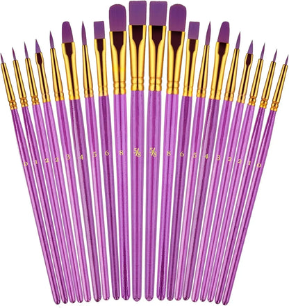 20 oil watercolor acrylic paint brushes blue Different Sizes