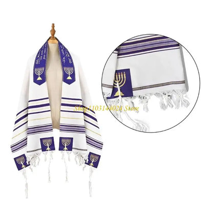 71Inch Tallit Prayers Shawl with Traditional Stripe & Breathable
