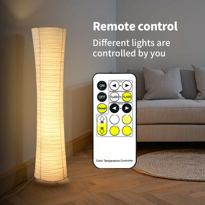 Remote paper and chrome-plated standing lamp with LED light strip