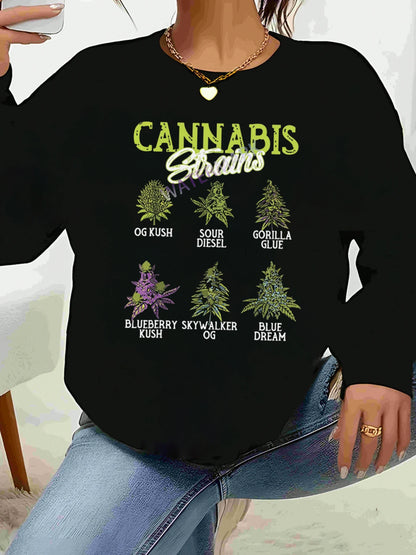 Cannabis Strains Print Long Sleeve t-Shirt