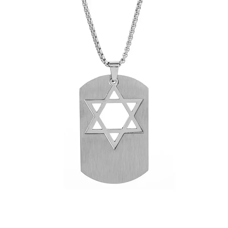 Stainless Steel Hamsa Hands of Fatima Hebrew Blessing Star of David Necklace