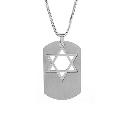 Stainless Steel Hamsa Hands of Fatima Hebrew Blessing Star of David Necklace