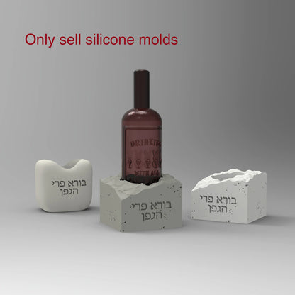 Silicone Mold Wine Bottle Base  With  Hebrew Blessing