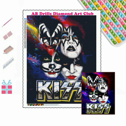 5D DIY AB Drills Diamond Painting Heavy Metal Rock Kiss Band Cross Stitch Kit