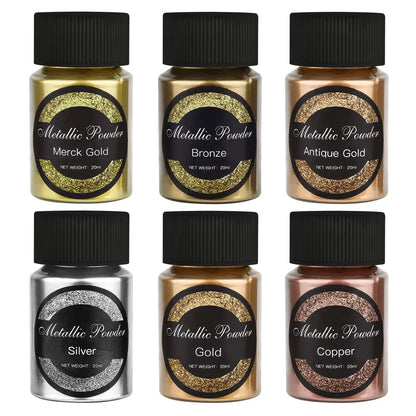 6 Color Metallic Gold Silver  Pigment Pearlescent Colorant Pearl Pigment Dye UV Resin Epoxy Color