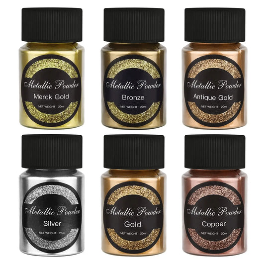 6 Color Metallic Gold Silver  Pigment Pearlescent Colorant Pearl Pigment Dye UV Resin Epoxy Color