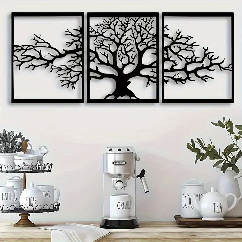3pcs/Set Tree Of Life Metal Wall Art Decor