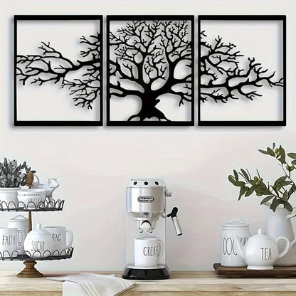 3pcs/Set Tree Of Life Metal Wall Art Decor