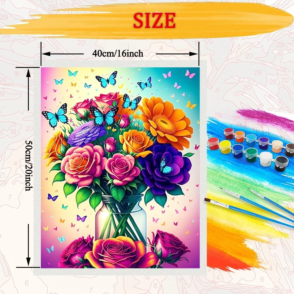 Canvas Flowers Art Paint By Numbers Craft Kit