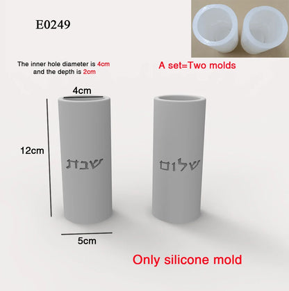 Judaica Silicone Mold For Shabbat Candle Holders Set