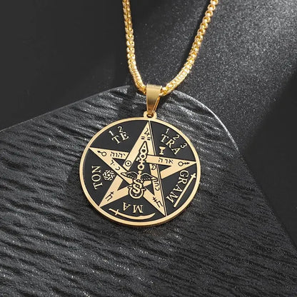 Stainless Steel Hamsa Hands of Fatima Hebrew Blessing Star of David Necklace
