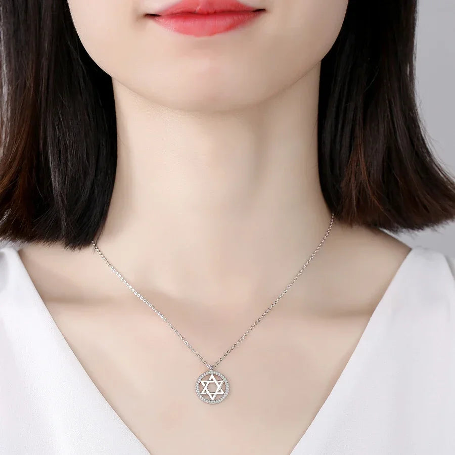 Judaic Star of David 925 Sterling Silver Necklace