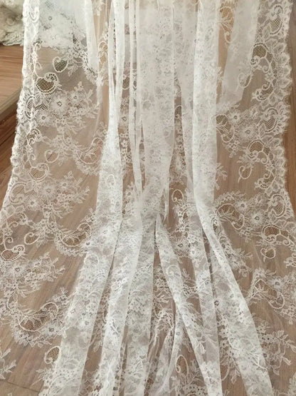 150cm Width 3Meters/lot Off White French Chantilly Lace Fabric