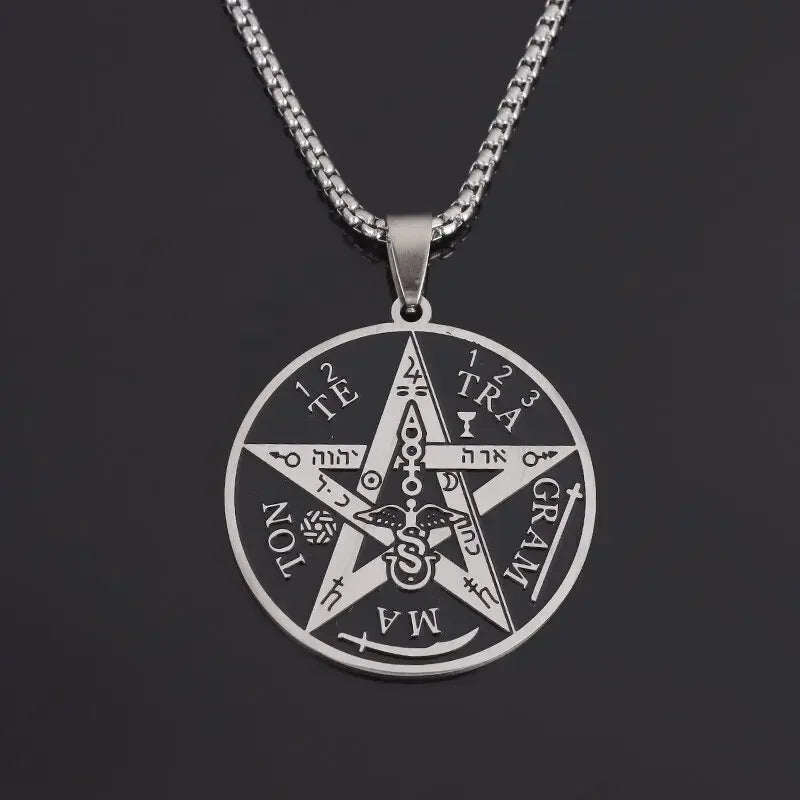 Stainless Steel Hamsa Hands of Fatima Hebrew Blessing Star of David Necklace