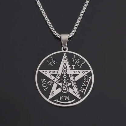 Stainless Steel Hamsa Hands of Fatima Hebrew Blessing Star of David Necklace