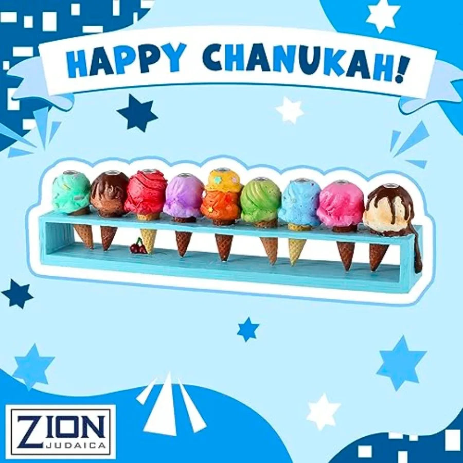 Hanukkah 's Ice Cream Menorah Painted in Vibrant Colors