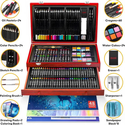 146 piece Luxury Art Kit, Professional Art Use, Including Crayons, Oil Pastels, Watercolor Paints,  Colored Pencils