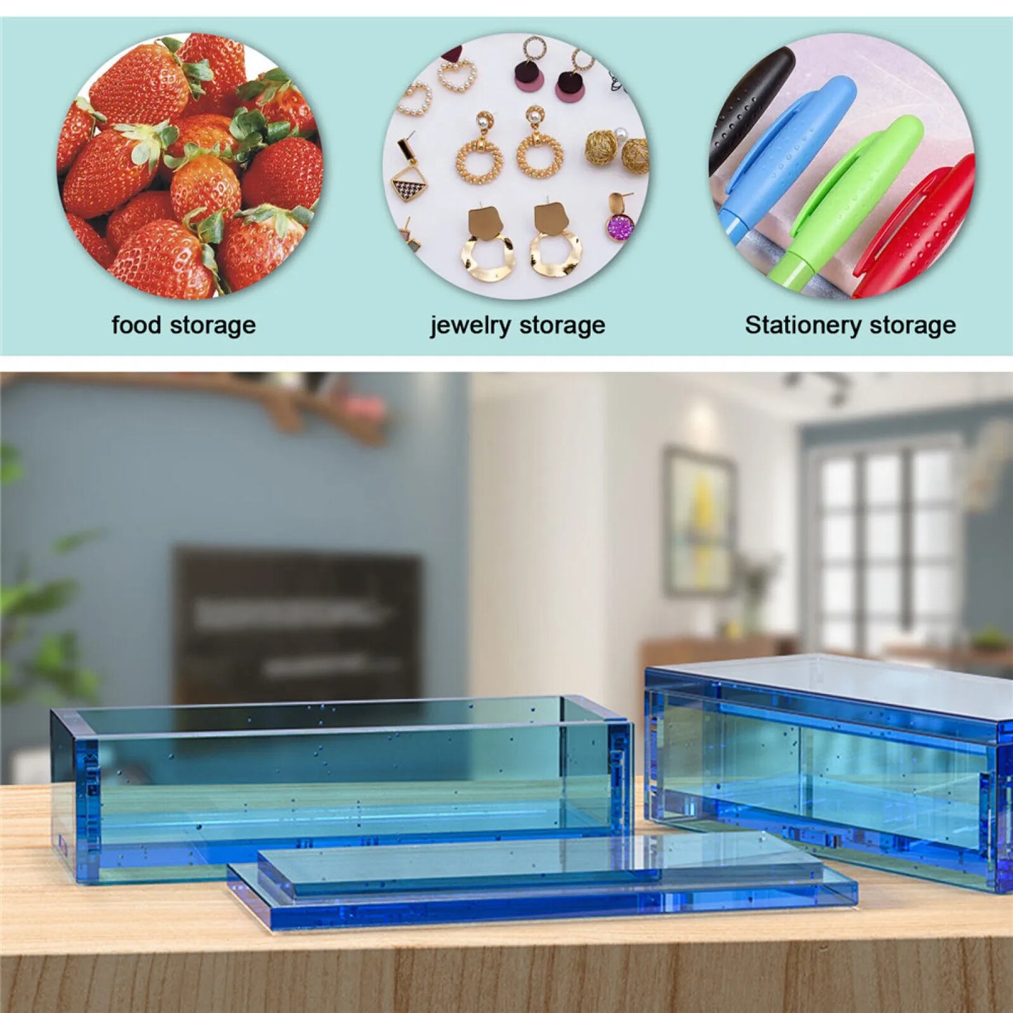 Silicone Resin Rectangular Mold Storage Organizer
