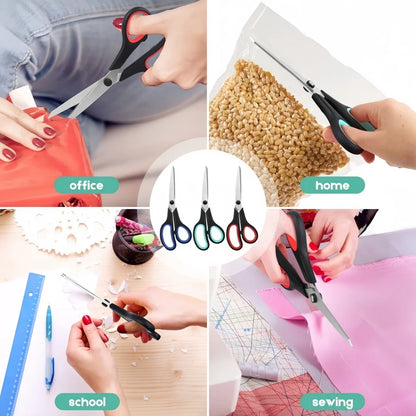 3pcs Heavy Duty Scissors with Ultra Sharp Blades and Comfort Grip Handles
