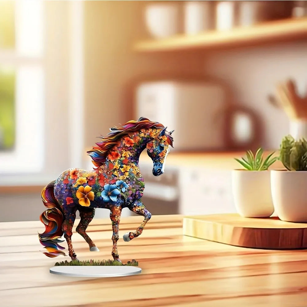 Colored Horse Statue Light Catcher with a Hollow-out design