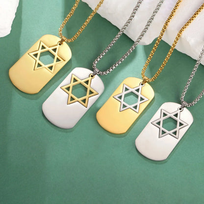 Hollow Star of David Necklace Stainless Steel Dog Tags