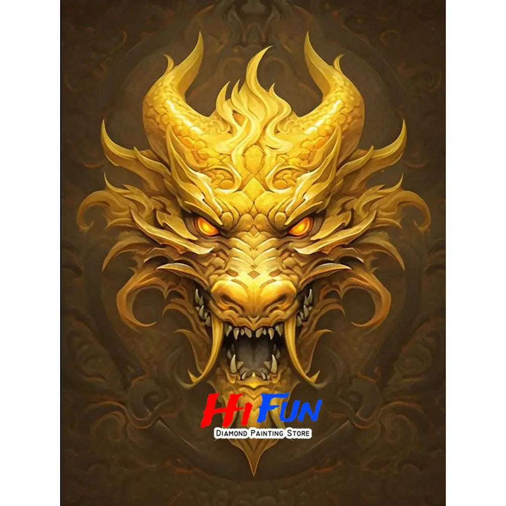 5D DIY Diamond Painting Golden Dragon Embroidery Mosaic Stitch