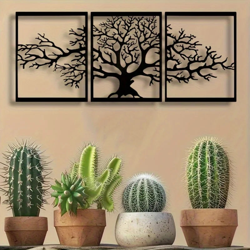 3pcs/Set Tree Of Life Metal Wall Art Decor