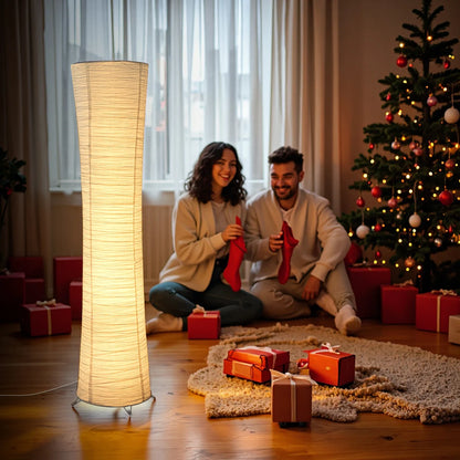 Remote paper and chrome-plated standing lamp with LED light strip