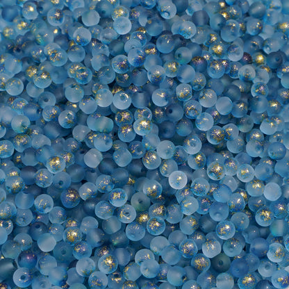 100Pcs 4mm High Quality Frosted Gold Splattered Glass Rice Beads Loose Beads