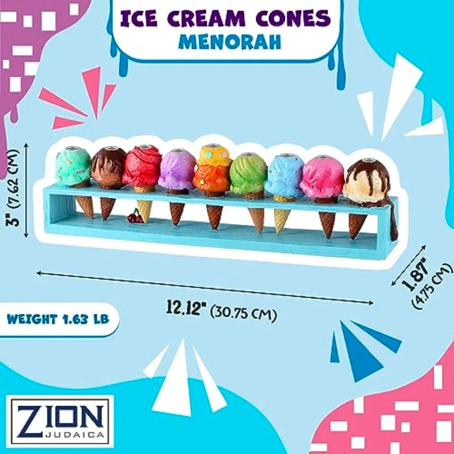 Hanukkah 's Ice Cream Menorah Painted in Vibrant Colors