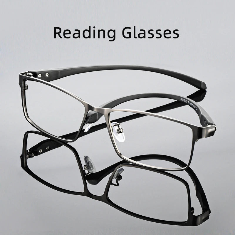 Anti Blue Light Men Reading Glasses Titanium Alloy Metal Frame  +1.50 1.75 2.0 2.25 2.50 2.75