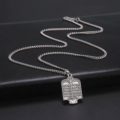 Judaica  Moses 10 Commandments Tablets Pendant Necklace