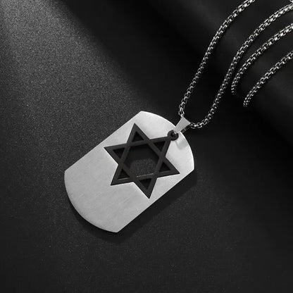 Stainless Steel Hamsa Hands of Fatima Hebrew Blessing Star of David Necklace