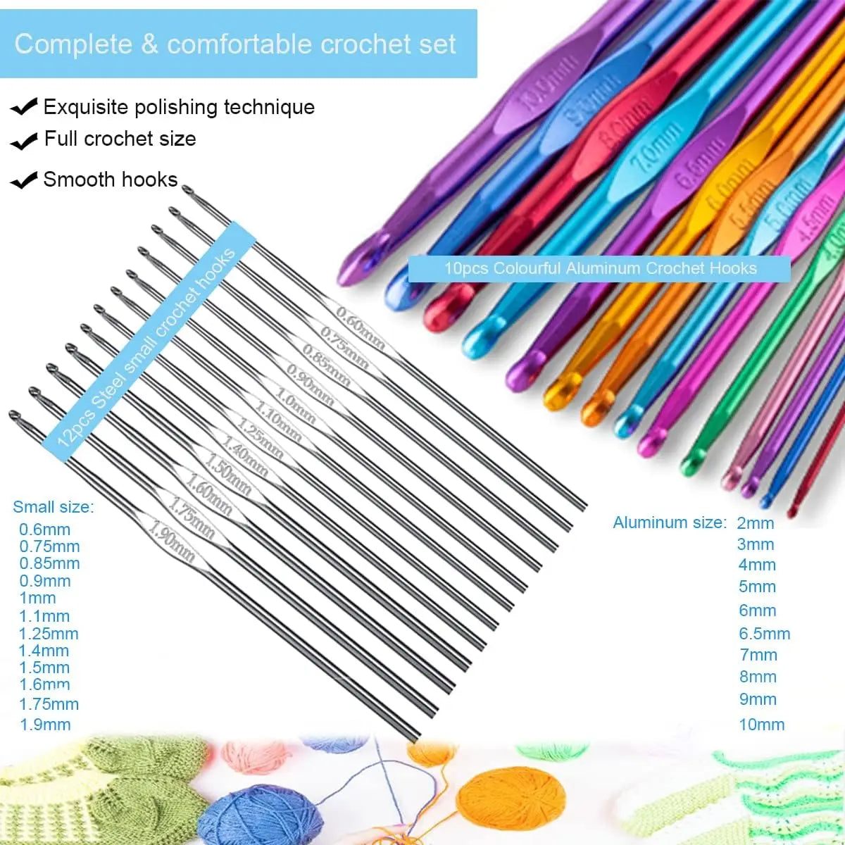 102pcs Complete Crochet Kit with Ergonomic Needles for Arthritic Hands, for Beginners & Experienced Crocheters
