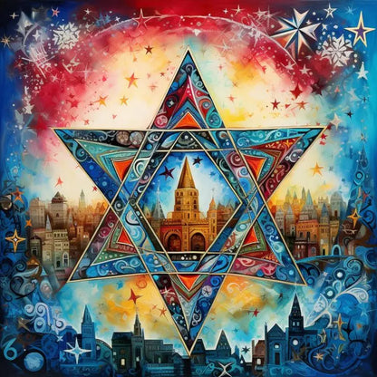 DIY Diamond Painting Star of David Cross Stitch Judaism Wall Art