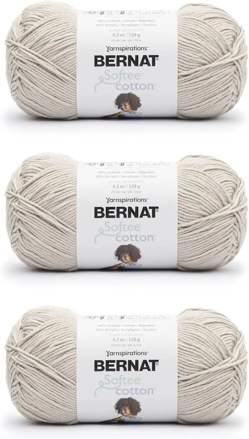 Soft Cotton Acrylic Yarn 3-Pack, 120g Each, DK Weight for Knitting Crocheting Crafts