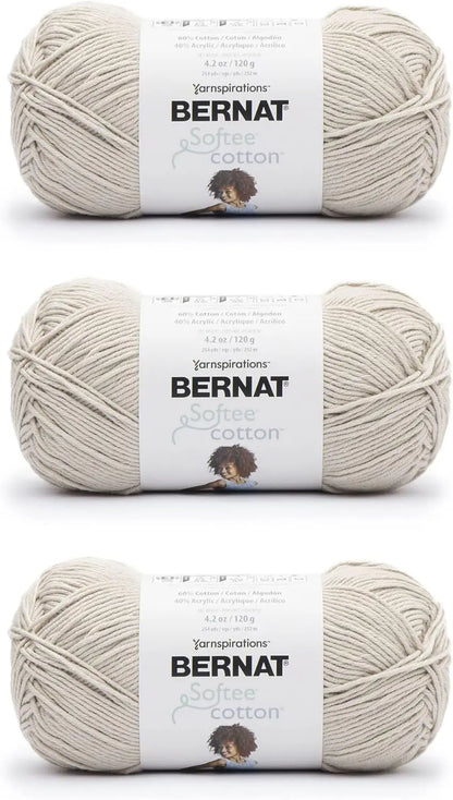 Soft Cotton Acrylic Yarn 3-Pack, 120g Each, DK Weight for Knitting Crocheting Crafts