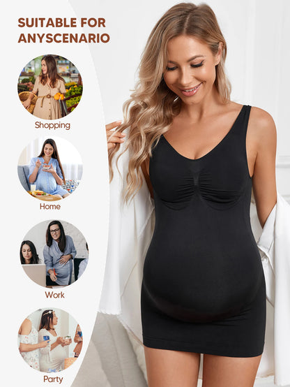 Women’s Maternity Sleeveless Tank Tops, Pregnancy Belly Support Bodycon Dress