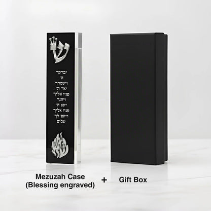 Acrylic 3D Cut Jewish Mezuzah with Home Blessing