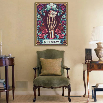 DIY 5D  12x16Inch Embroidery Tarot Card Diamond Painting Cartoon Skeleton Cross Stitch Set