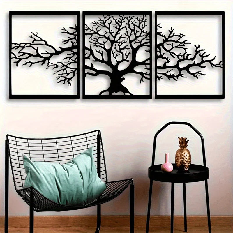 3pcs/Set Tree Of Life Metal Wall Art Decor
